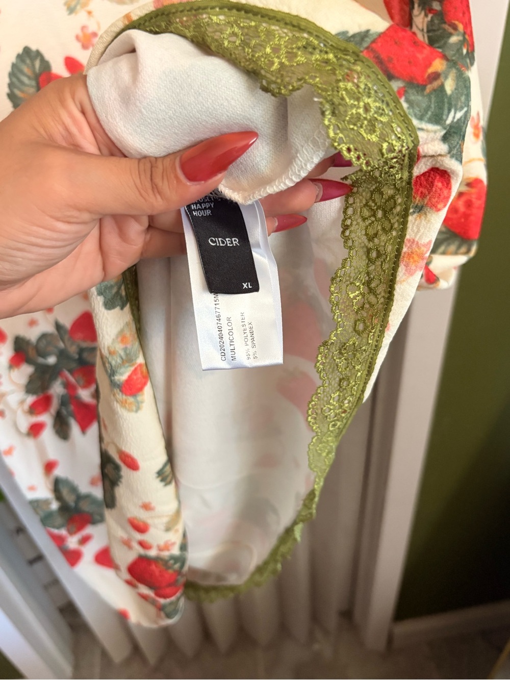 Cider square neck midi dress w/ strawberry print - Picture 3 of 4